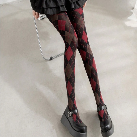 🆕 Argyle Opaque Pantyhose Tights - Picture 3 of 5